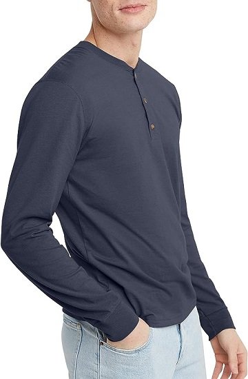 Men's Long Sleeve Cotton Henley Tees