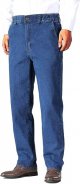 Mens Elastic Waist Jeans Relaxed Fit with Zipper and Button