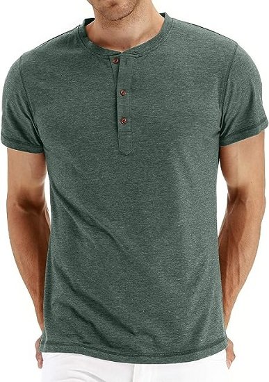 Men's Fashion Casual Front Placket Short T-Shirts Cotton Shirts