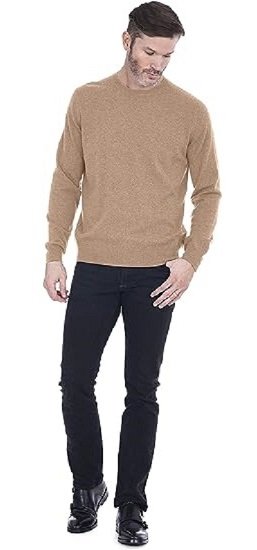 Men's Basic Crewneck Sweater Pure Cashmere Long Sleeve Round Neck Pullover