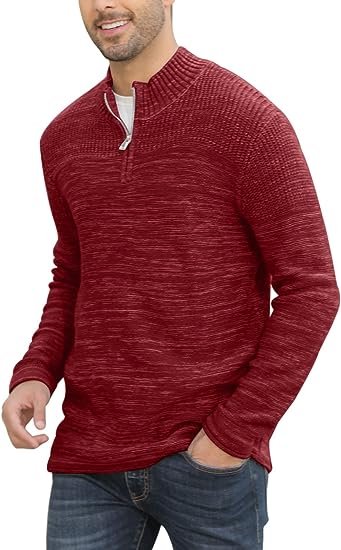 Men's Quarter-Zip Sweater Autumn Winter Thicken Knitted Pullover Polo Sweaters