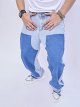 Men's Loose Color Block Wide Leg Button Up Zipper Fly Casual Denim Pants