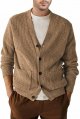 Mens Cardigan Sweater V Neck Casual Button Down Long Sleeve Cable Knit Sweaters with Pockets