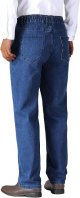 Mens Elastic Waist Jeans Relaxed Fit with Zipper and Button
